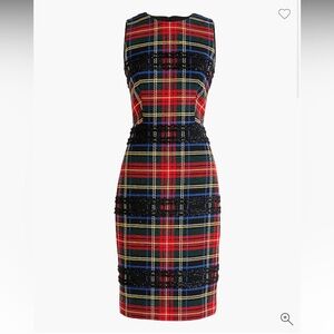Women’s JCrew J Crew Holiday Dress Plaid Tinsel Stretch 6T 6 Tall NWT Sleeveless